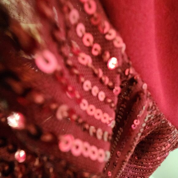 Grace Karin Crimson Red Sequin Valentine's Dress Large Asymmetrical Hem Party - Picture 6 of 8